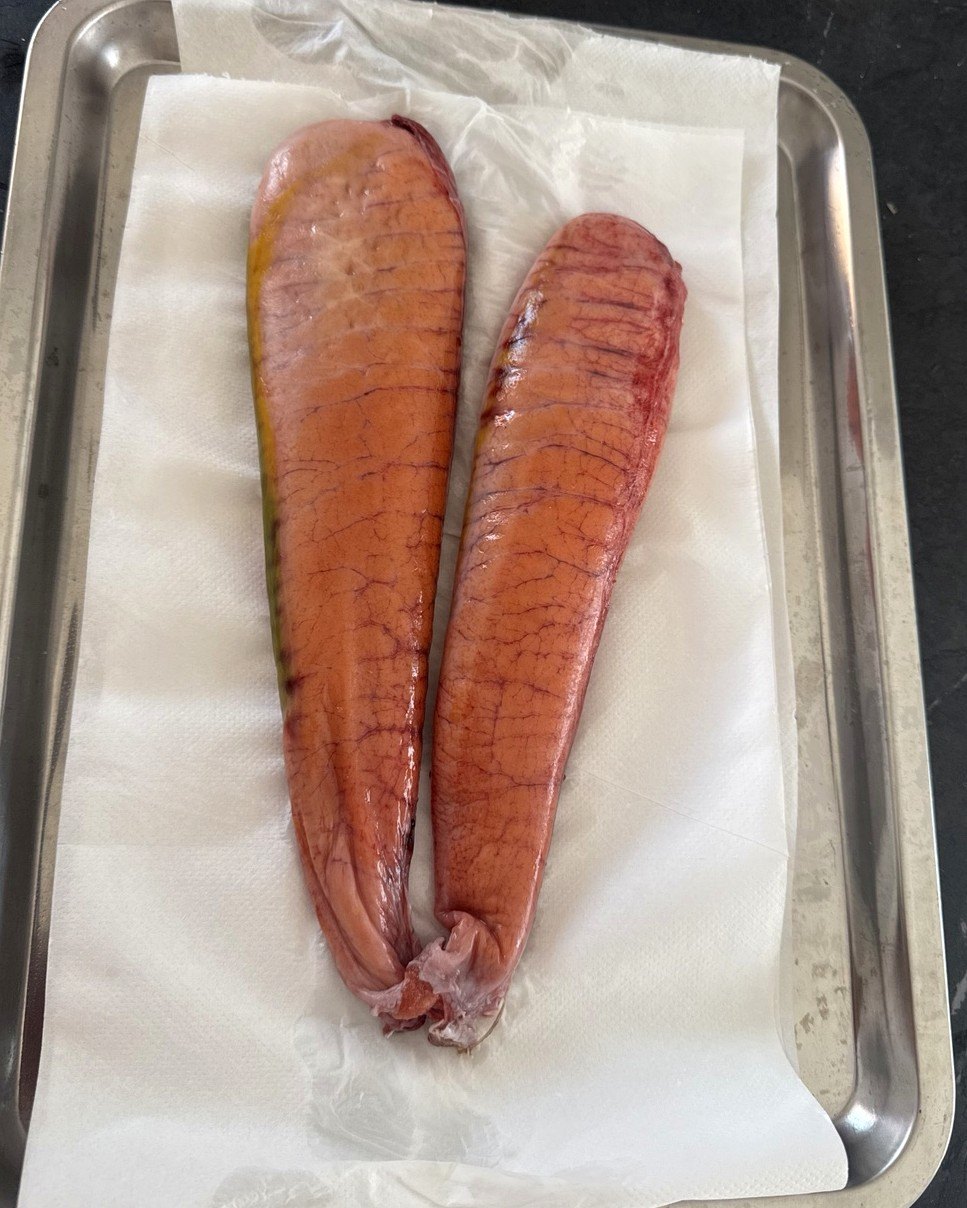 Fresh fish roe prepared for bottarga